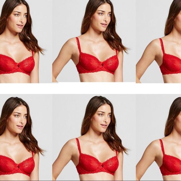 Gillian & O’Malley Ripe Red Lace Secy Balconette Bra 32DD- NWT - Picture 7 of 12